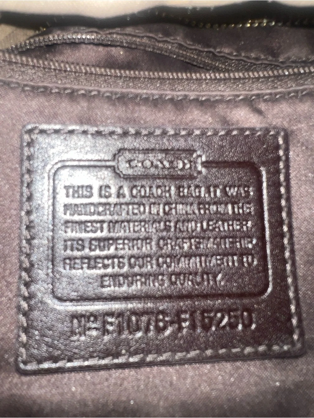 Coach Tan Khaki Signature Carly Hobo Bag with Dark Brown Trim